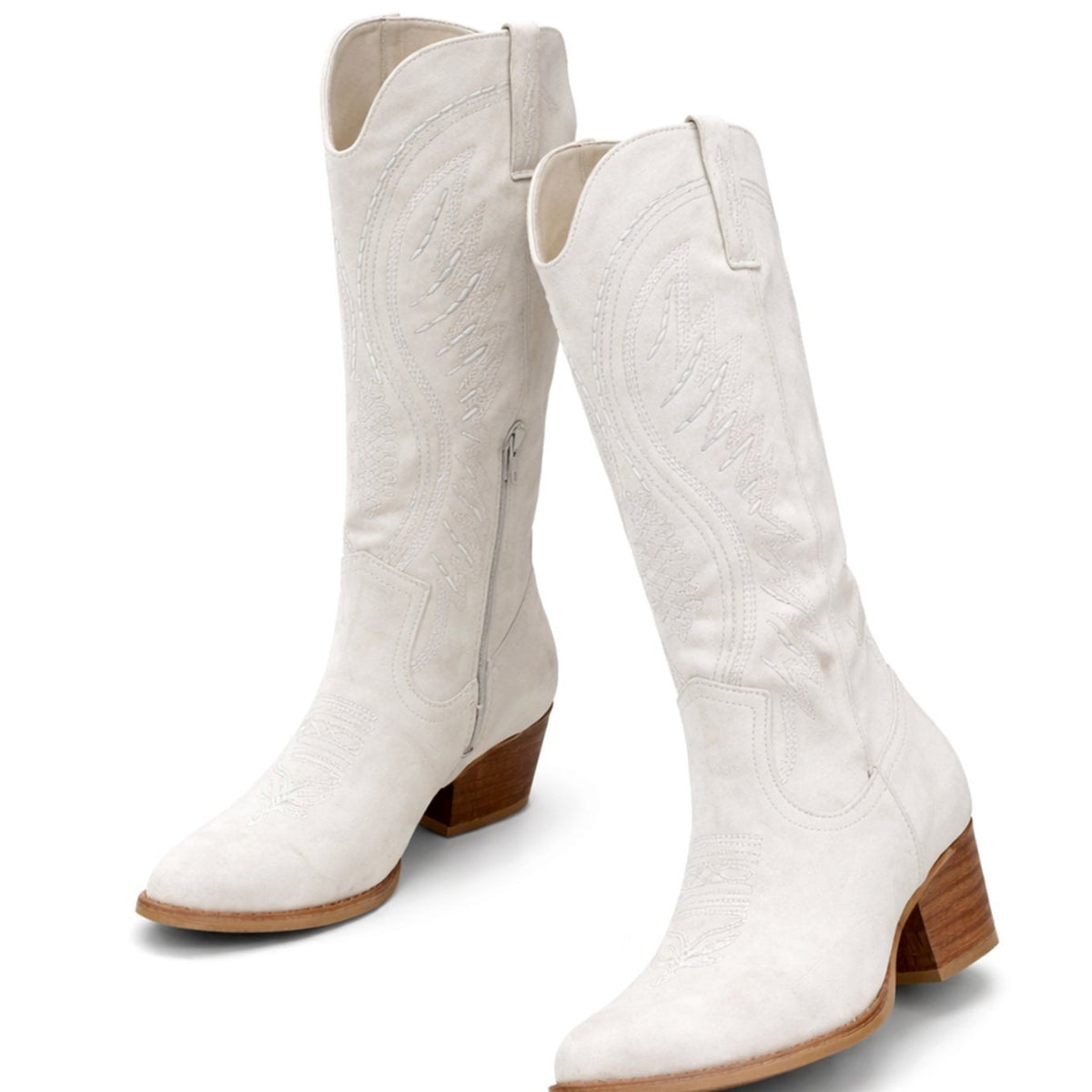 Women's Embroidered Suede Western Cowboy Knee-High Boots