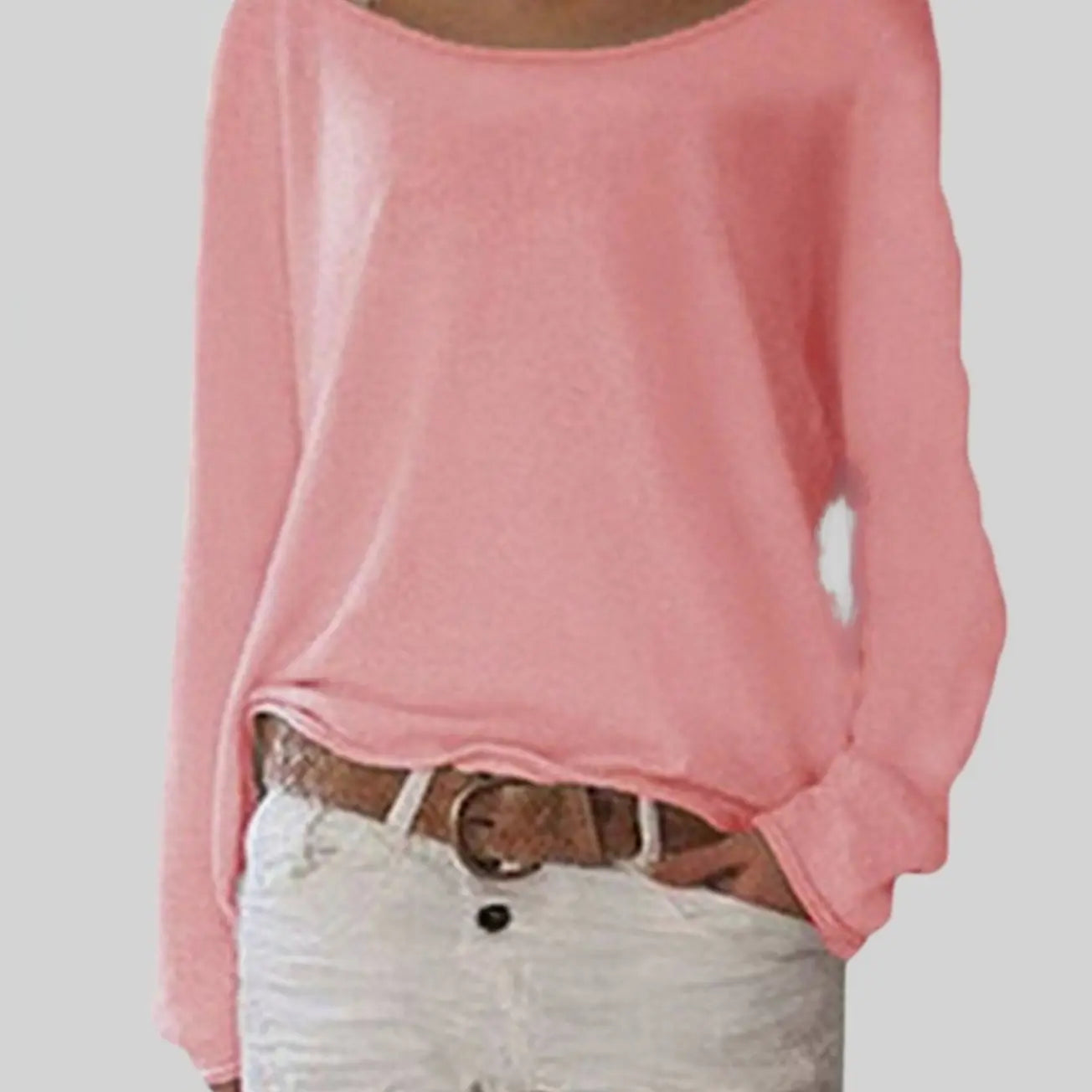 Women's Everyday Crew Neck Long-Sleeve Knit Sweater - Pink