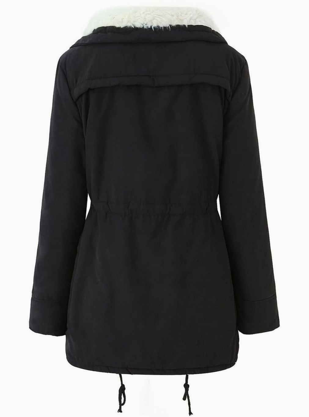 Women's Faux-Fur Collar Drawstring Waist Winter Parka