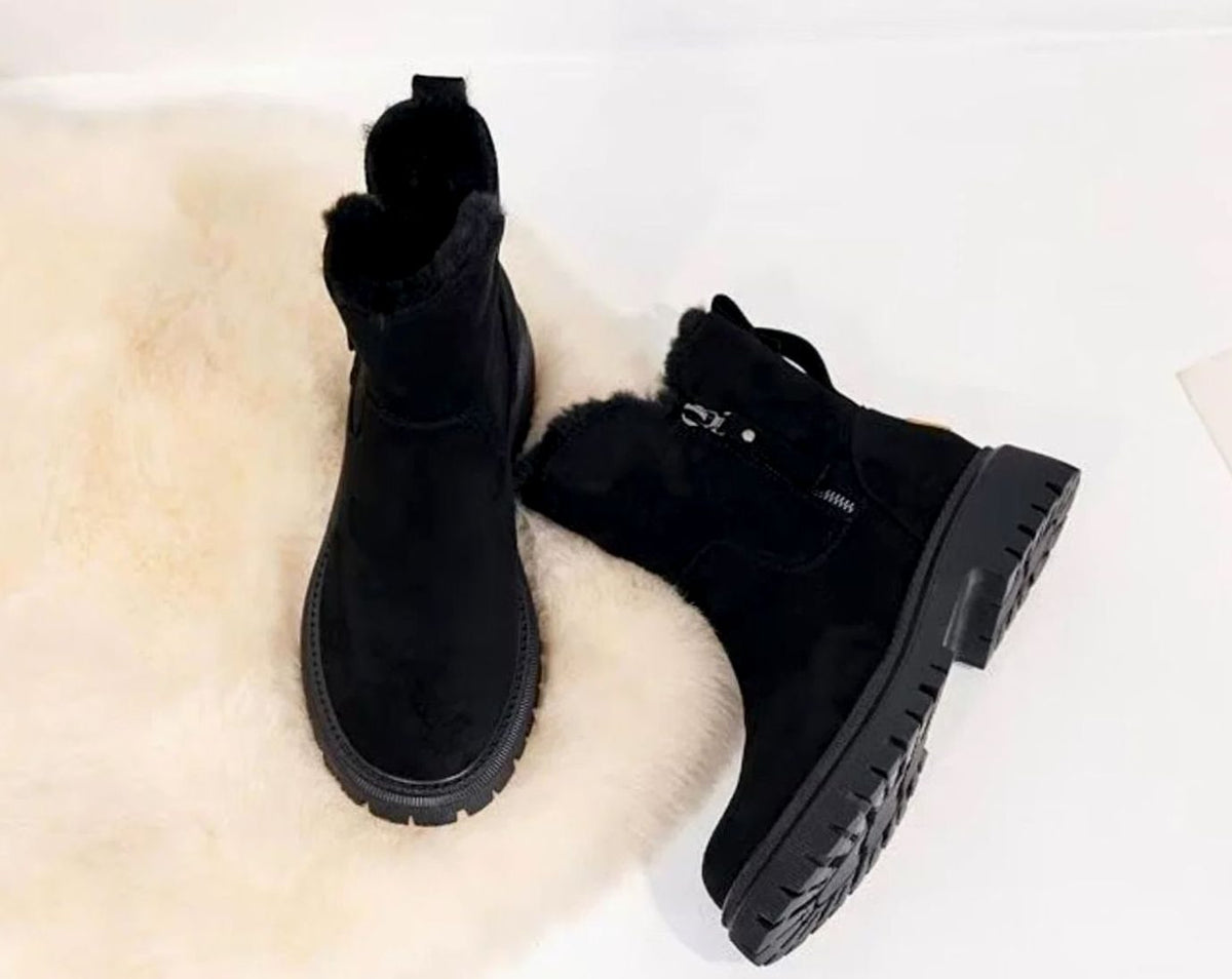 Women's Faux Fur Lined Chunky Sole Winter Ankle Boots