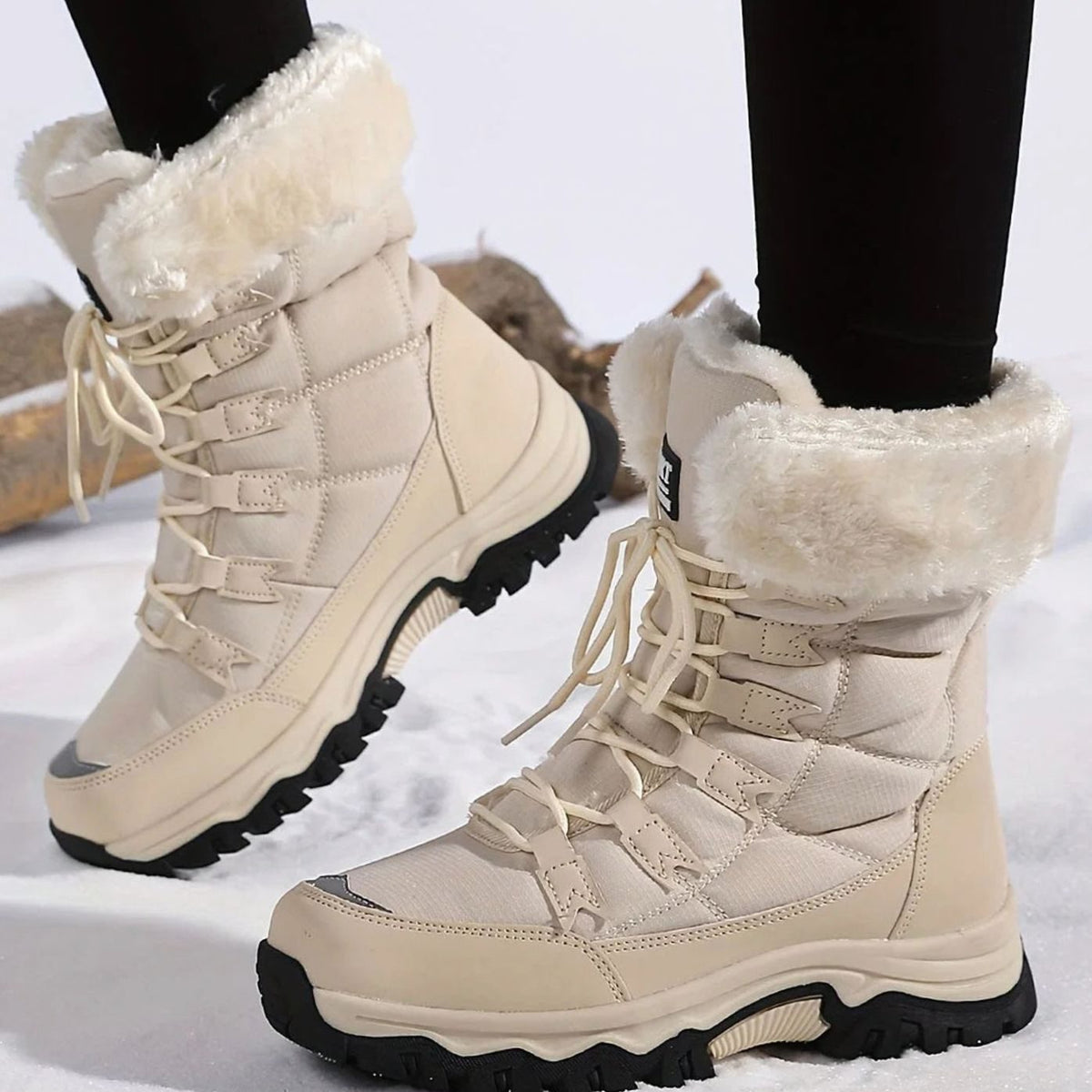 Women's Faux Fur Lined Lace-Up Winter Snow Boots