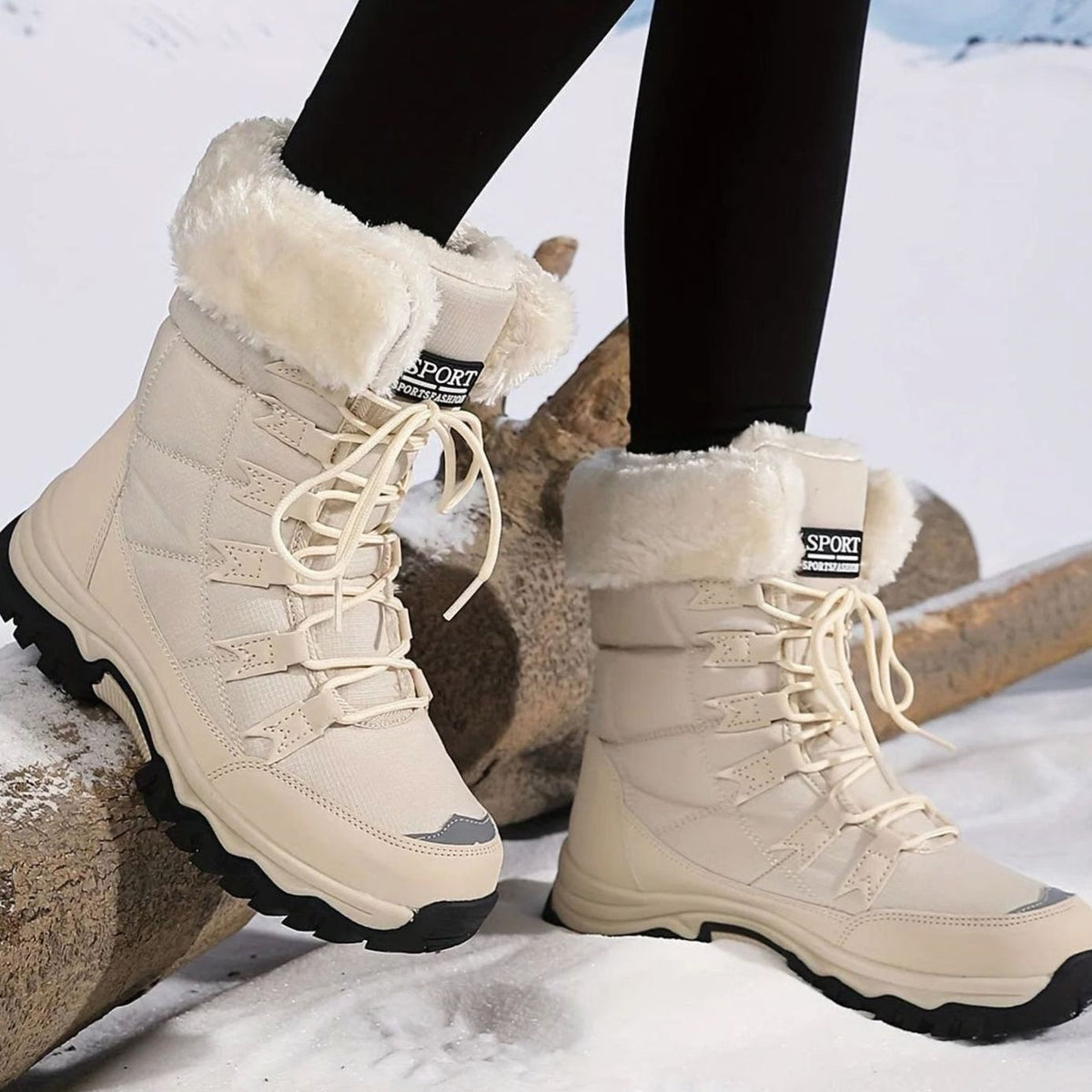 Women's Faux Fur Lined Lace-Up Winter Snow Boots