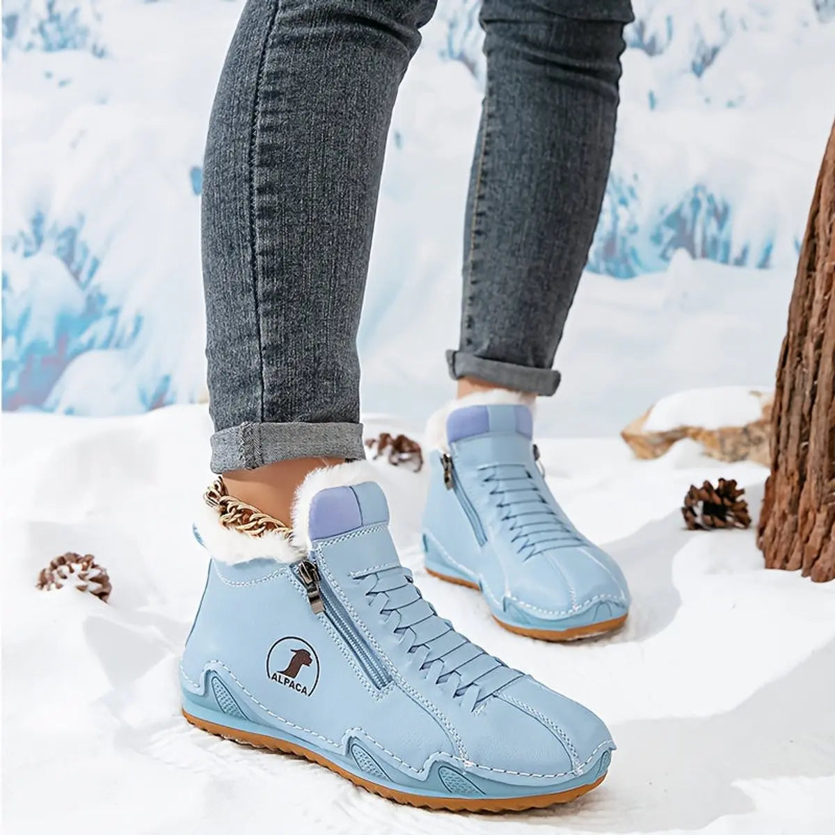 Women's Faux-Fur Lined Zip-Up Winter Ankle Boots