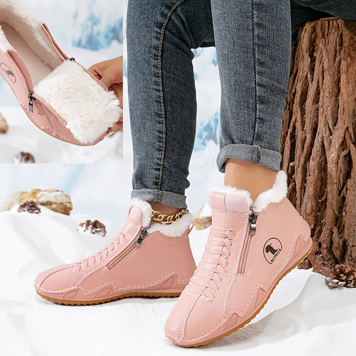 Women's Faux-Fur Lined Zip-Up Winter Ankle Boots