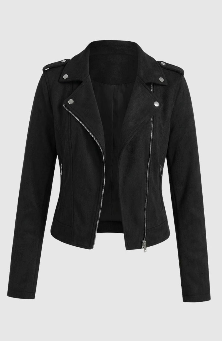 Women's Faux Suede Asymmetric-Zip Biker Jacket