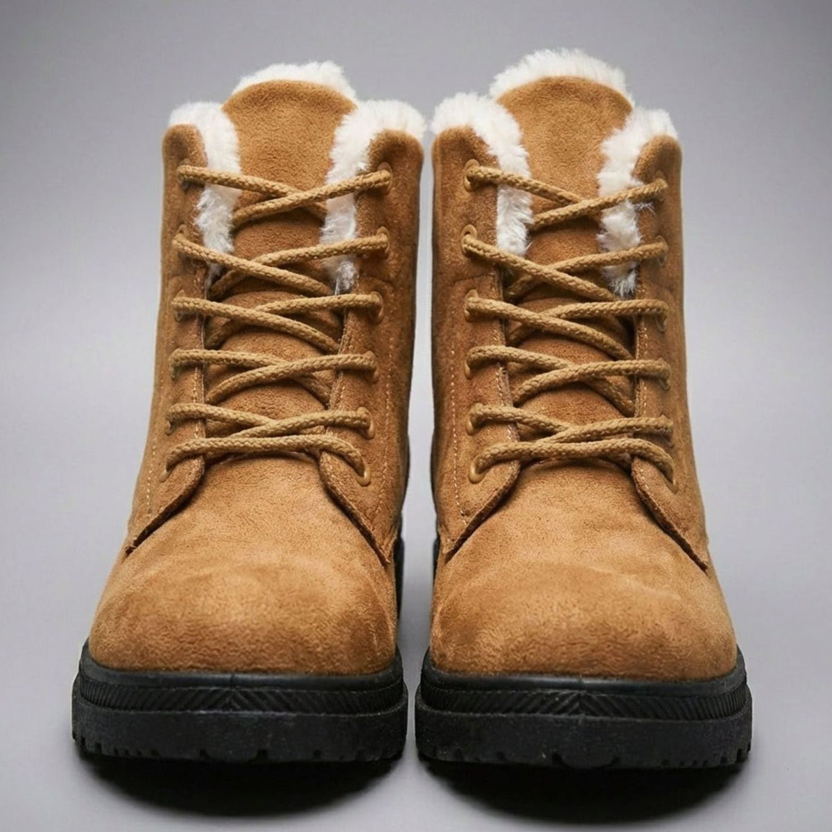 Women's Faux-Suede Fur-Lined Lace-Up Ankle Boots