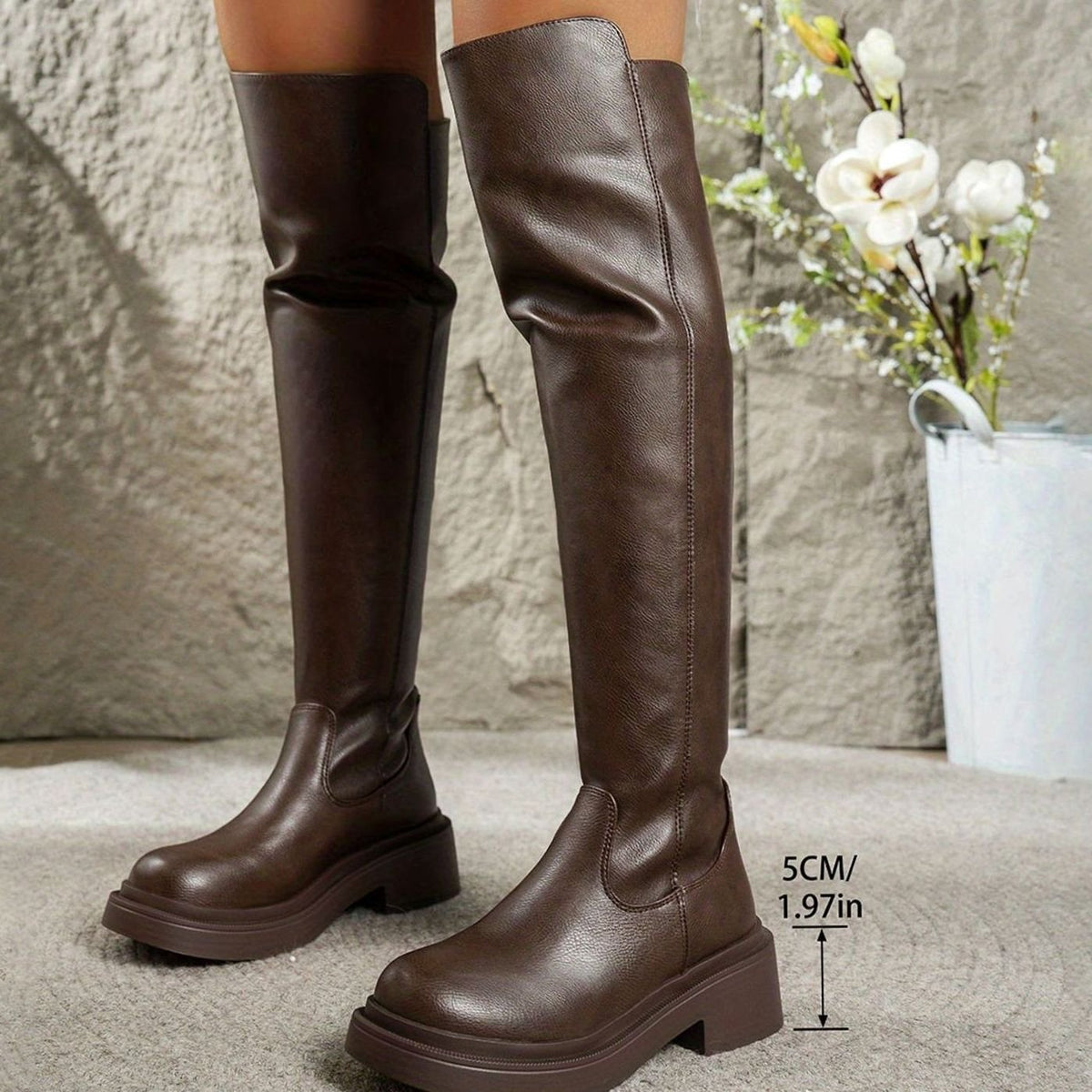 Women's Flat Over-the-Knee Side-Zip Stretch Boots