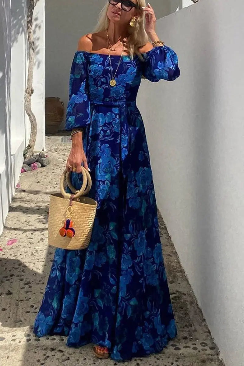 Women's Floral Off-Shoulder Maxi Mother of the Bride Dress
