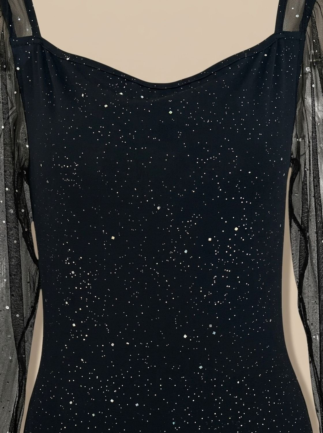 Women's Glitter Mesh-Sleeve Bodycon Christmas Party Dress
