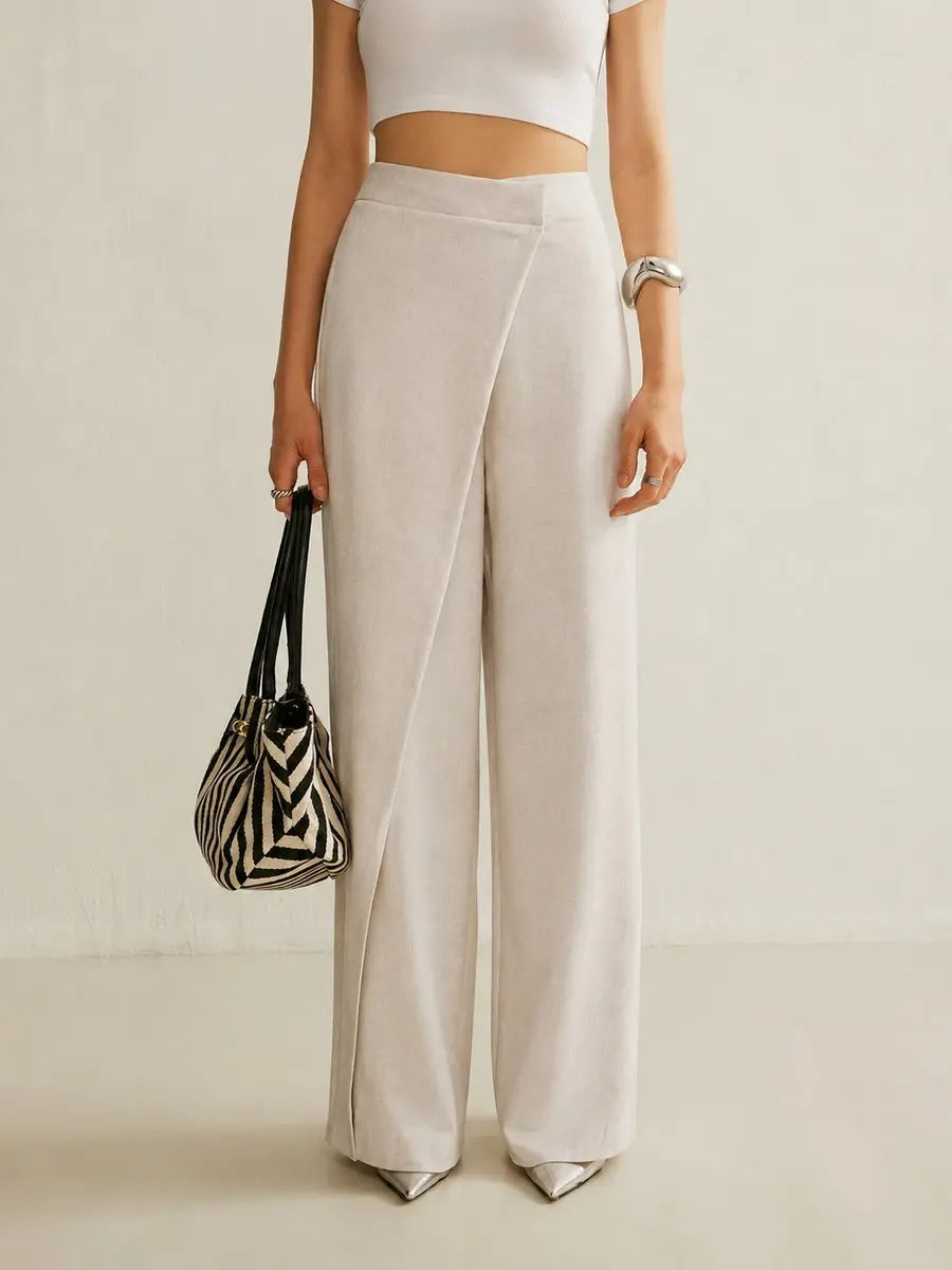 Women's High-Waist Asymmetric Wrap Wide Leg Trousers