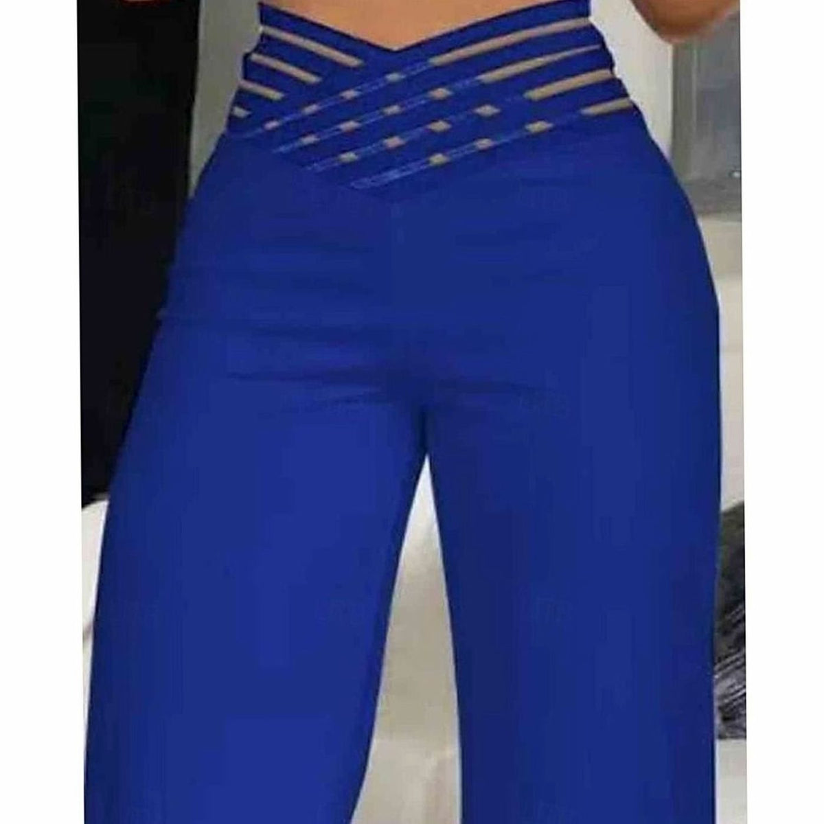 Women's High-Waist Wide-Leg Crossover Waistband Trousers