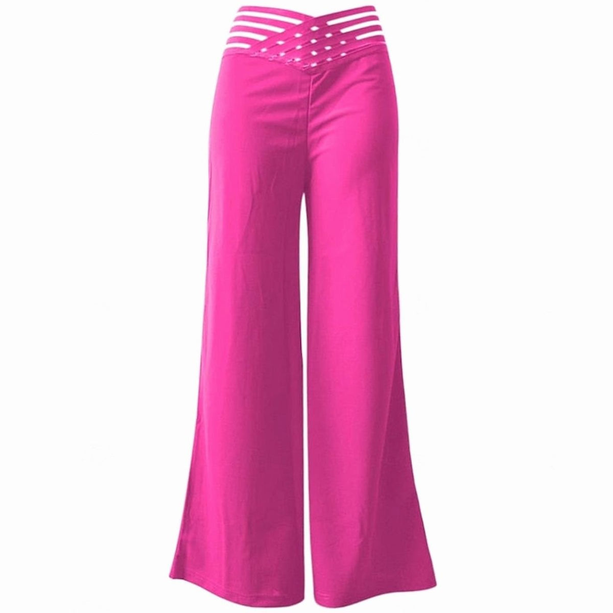 Women's High-Waist Wide-Leg Crossover Waistband Trousers