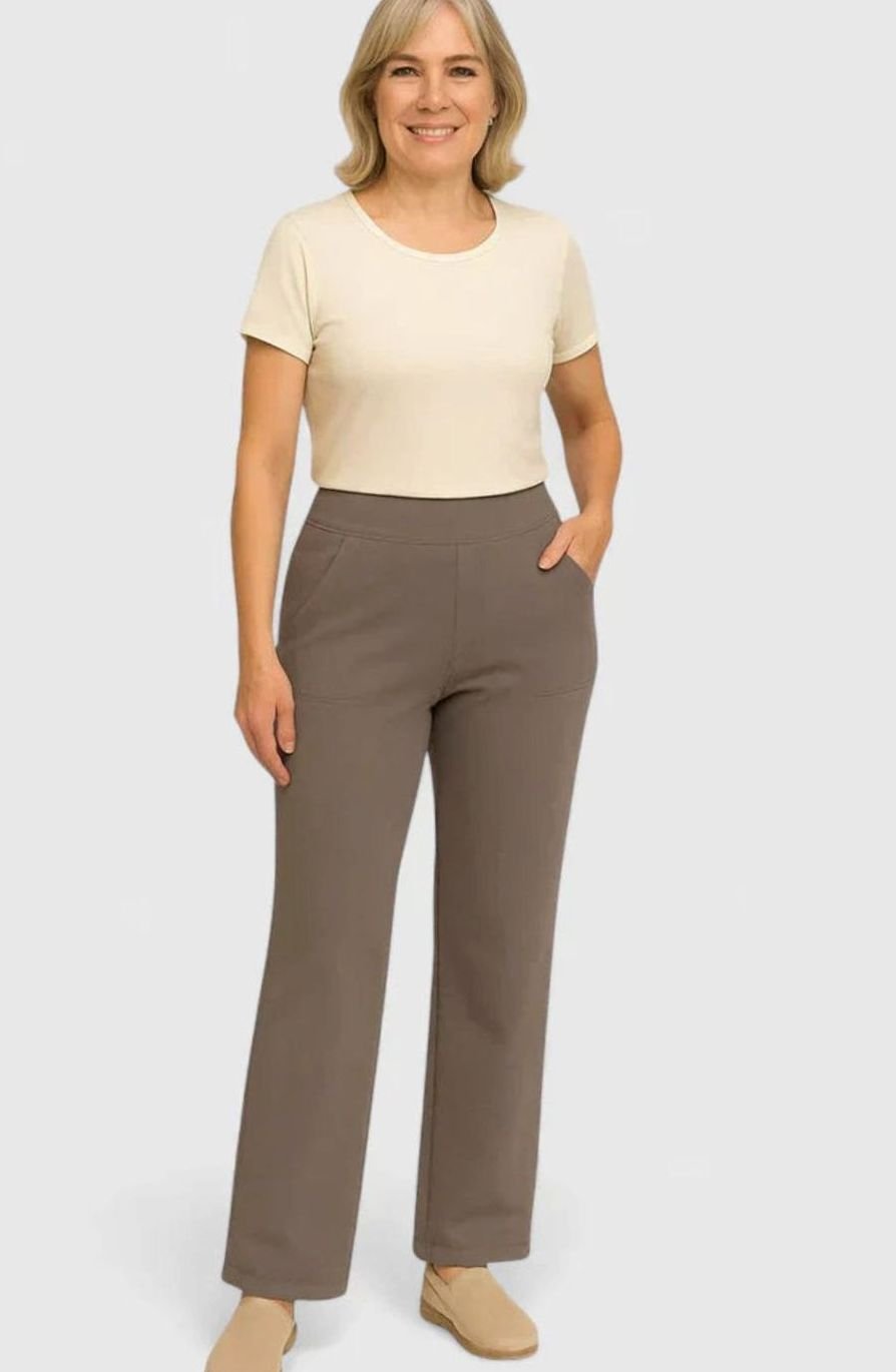 Women's High-Waist Wide-Leg Straight Trousers Pockets