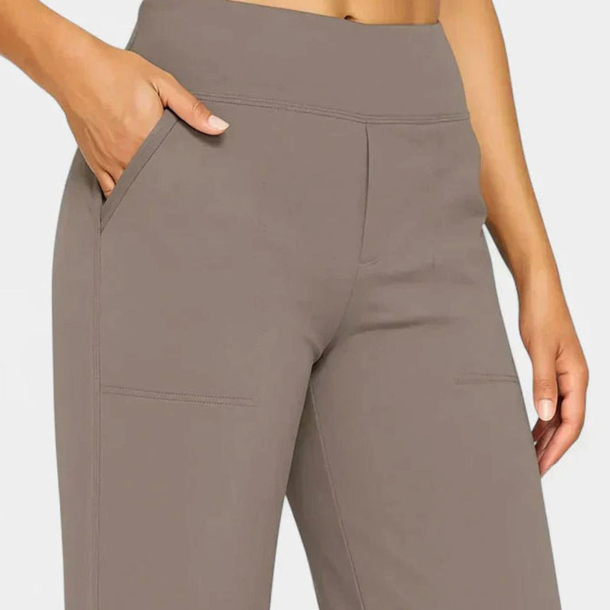 Women's High-Waist Wide-Leg Straight Trousers Pockets