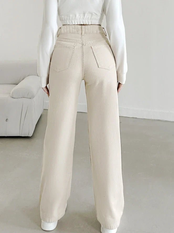 Women's High Waisted Loose Fit Denim Trousers Wide Leg