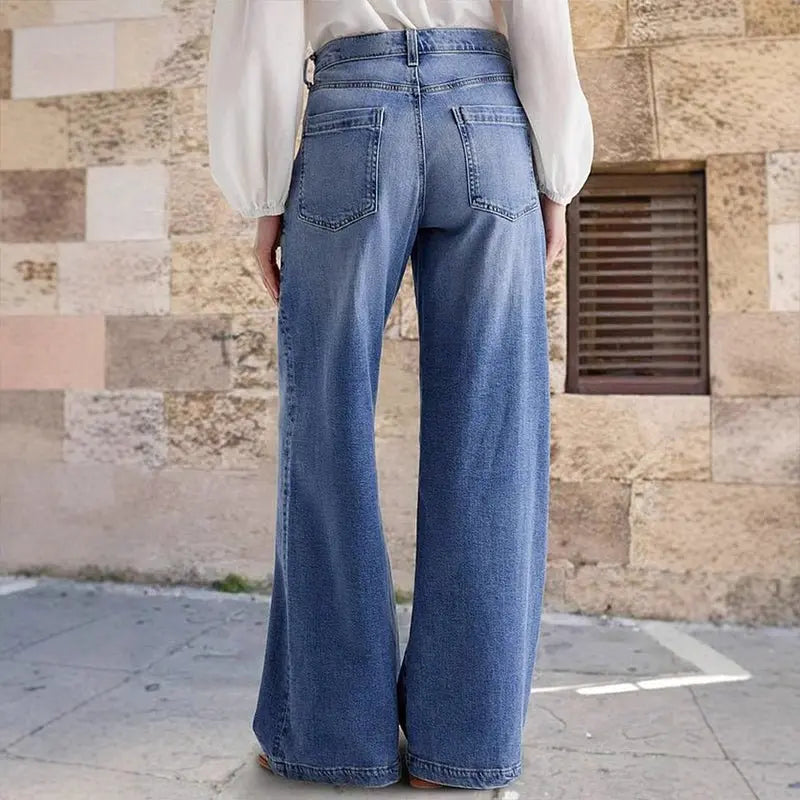 Women's High-Waisted Wide-Leg Jeans Vintage Style