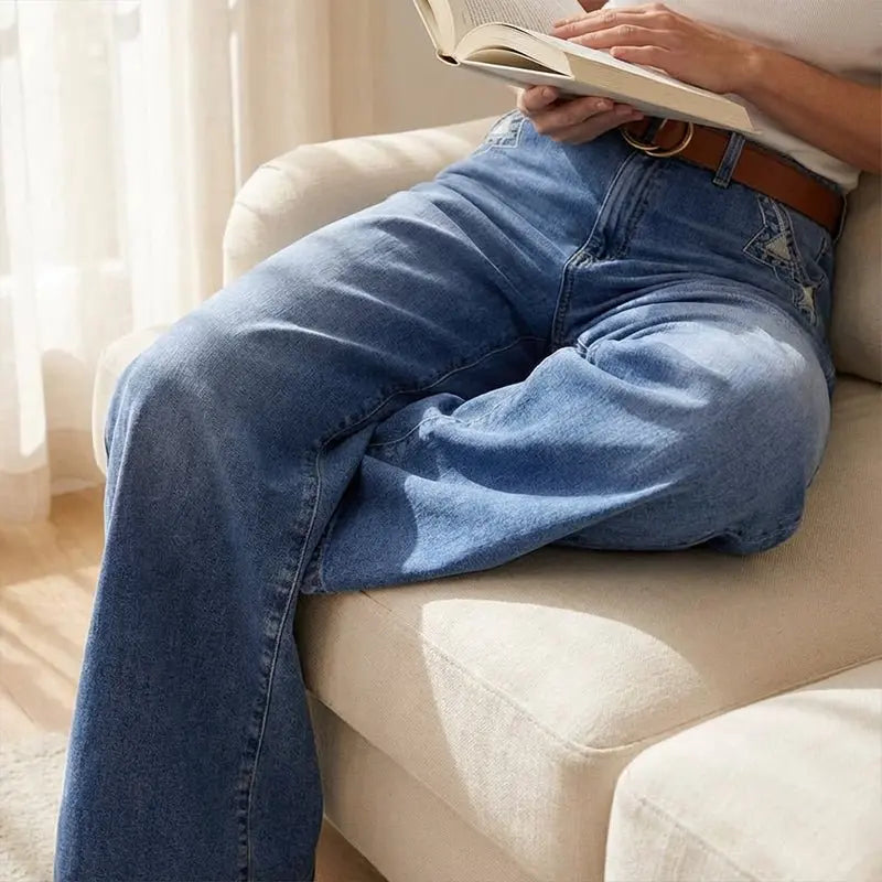 Women's High-Waisted Wide-Leg Jeans Vintage Style