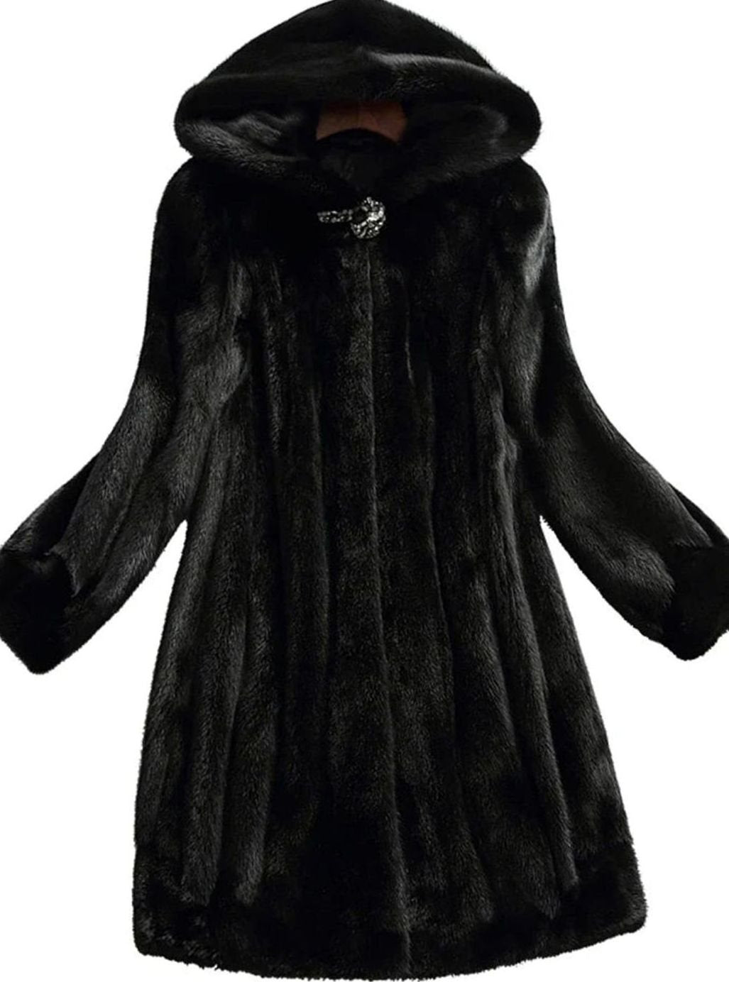 Women's Hooded Faux Fur Long Winter Coat