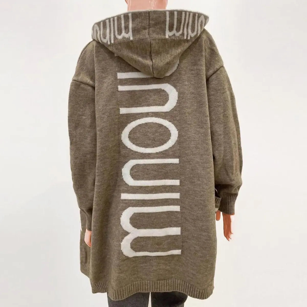 Women's Hooded Knit Open-Front Cardigan Quilted Jacket Women