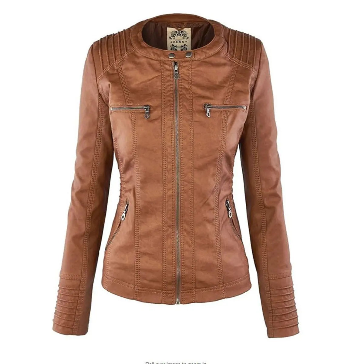 Women's Hooded Removable-Hood Faux Leather Biker Coat