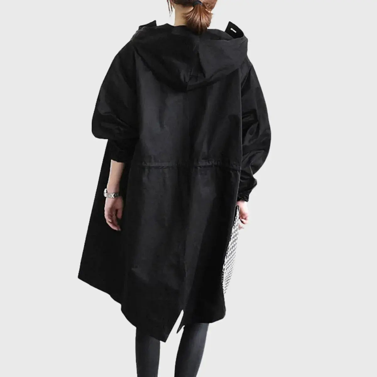Women's Hooded Waterproof Relaxed-Fit Long Trench Coat