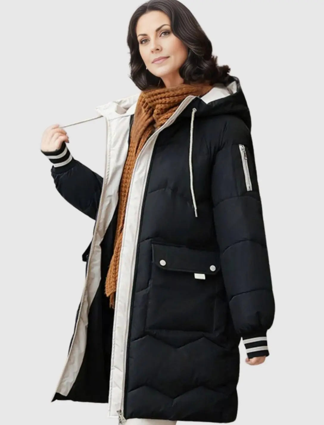 Women's Insulated Hooded Padded Mid-Length Winter Coat