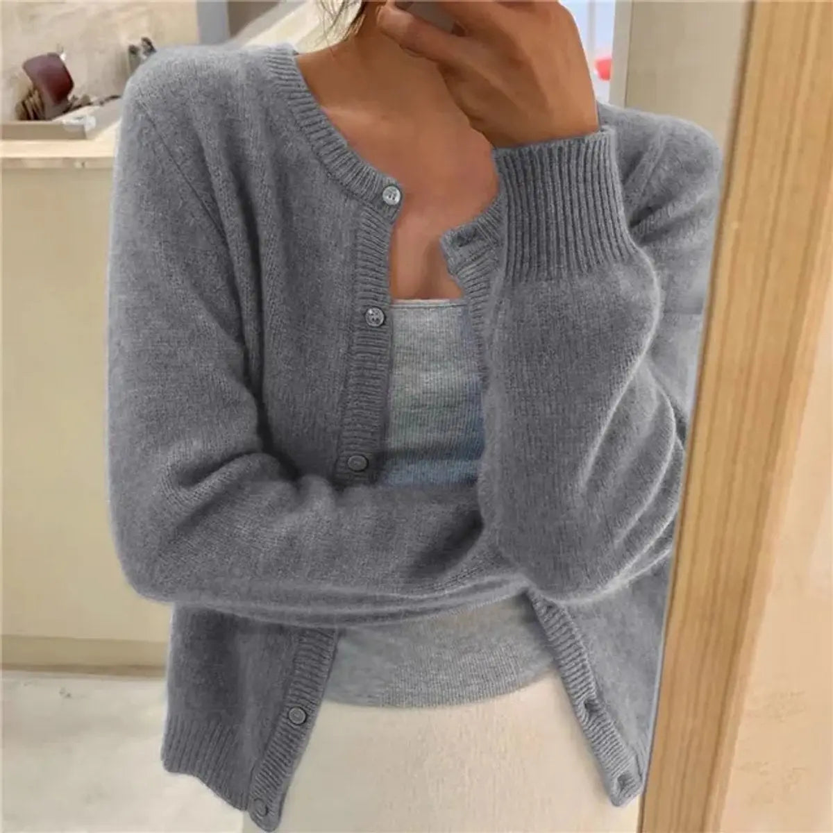 Women's Jumper Soft Knit Button-Front Cardigan