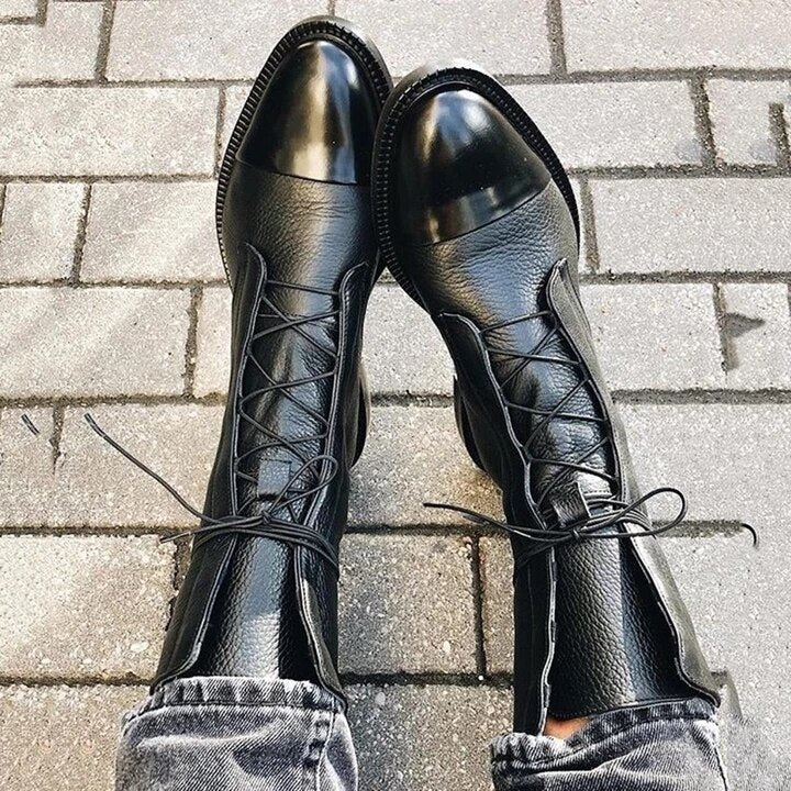 Women's Lace-Up Leather Ankle Boots