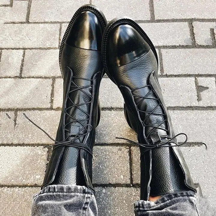 Women's Lace-Up Leather Ankle Boots