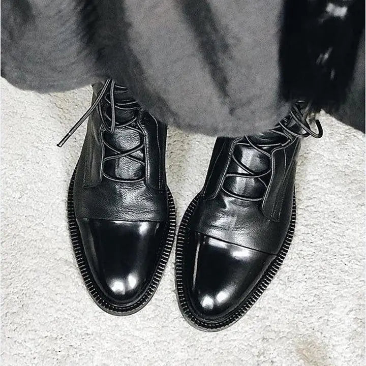 Women's Lace-Up Leather Ankle Boots