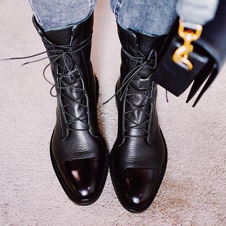 Women's Lace-Up Leather Ankle Boots