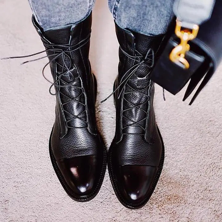 Women's Lace-Up Leather Ankle Boots