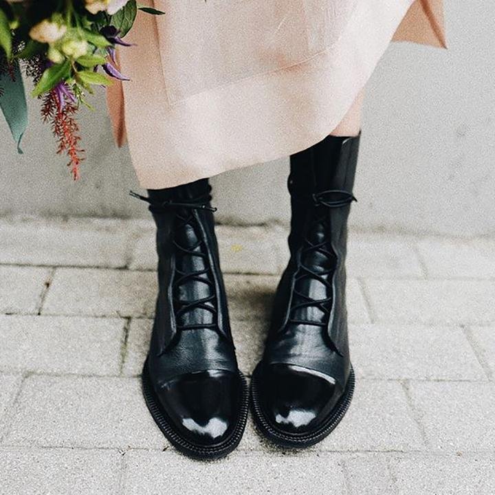 Women's Lace-Up Leather Ankle Boots