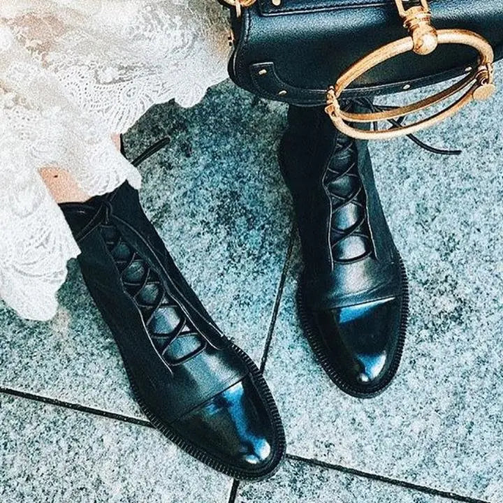 Women's Lace-Up Leather Ankle Boots