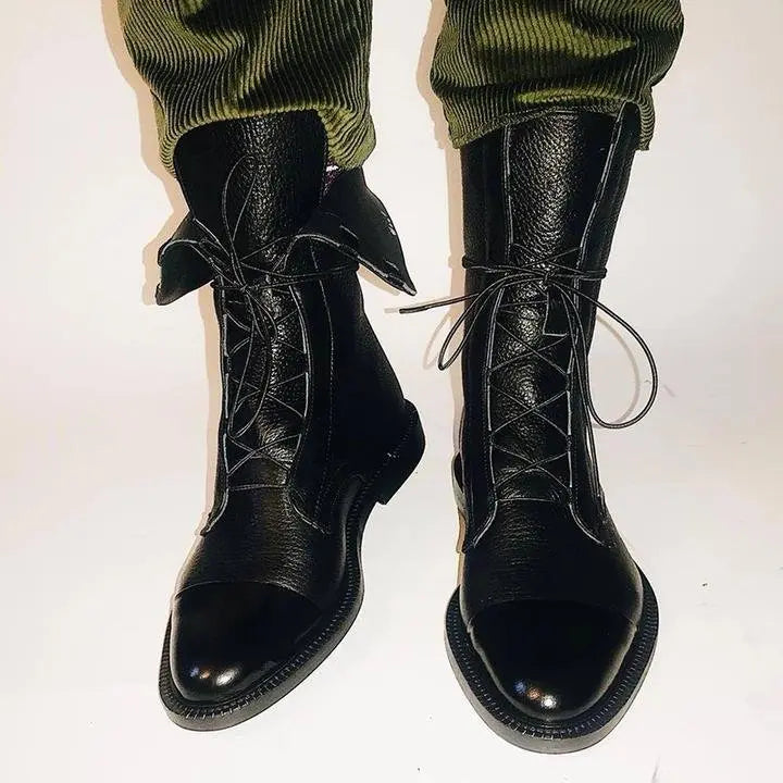 Women's Lace-Up Leather Ankle Boots