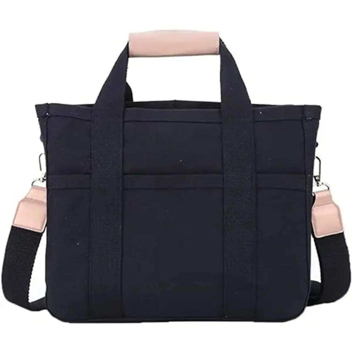 Women's Large-Capacity Multi-Pocket Canvas Tote Bag Crossbody - Black