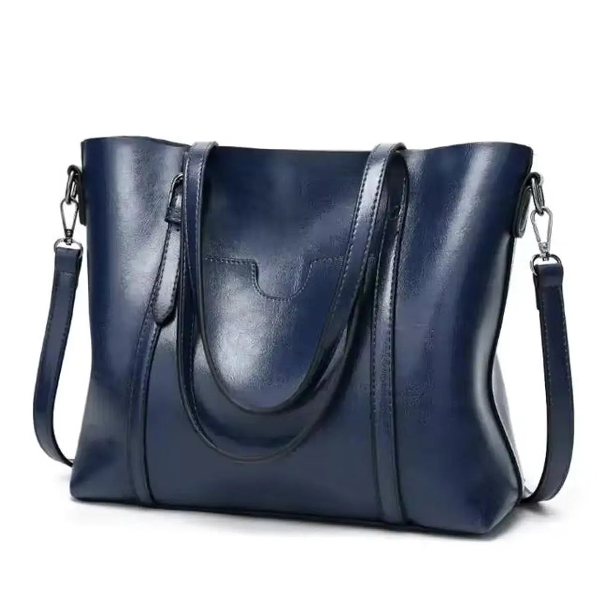 Women's Large Faux Leather Shoulder Tote Bag Crossbody Handbag - Blue