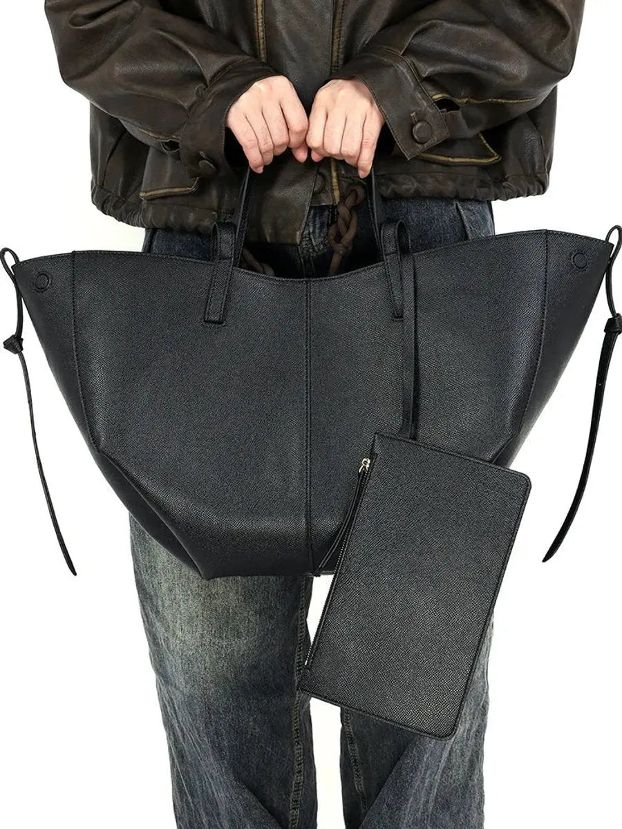 Women's Large Vintage Faux Leather Shoulder Tote Bag