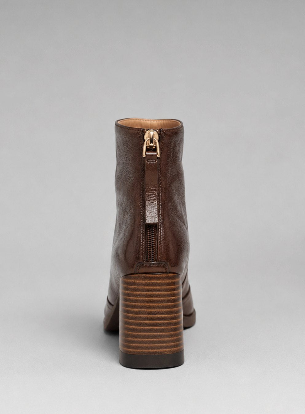Women's Leather Ankle Boots Block Heel Square Toe