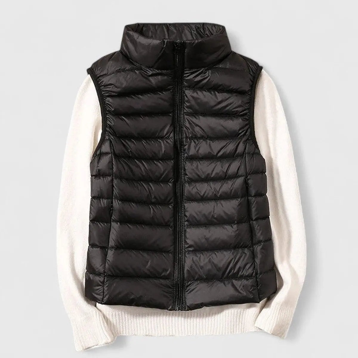 Women's Lightweight Quilted Puffer Vest Sleeveless Gilet - Black