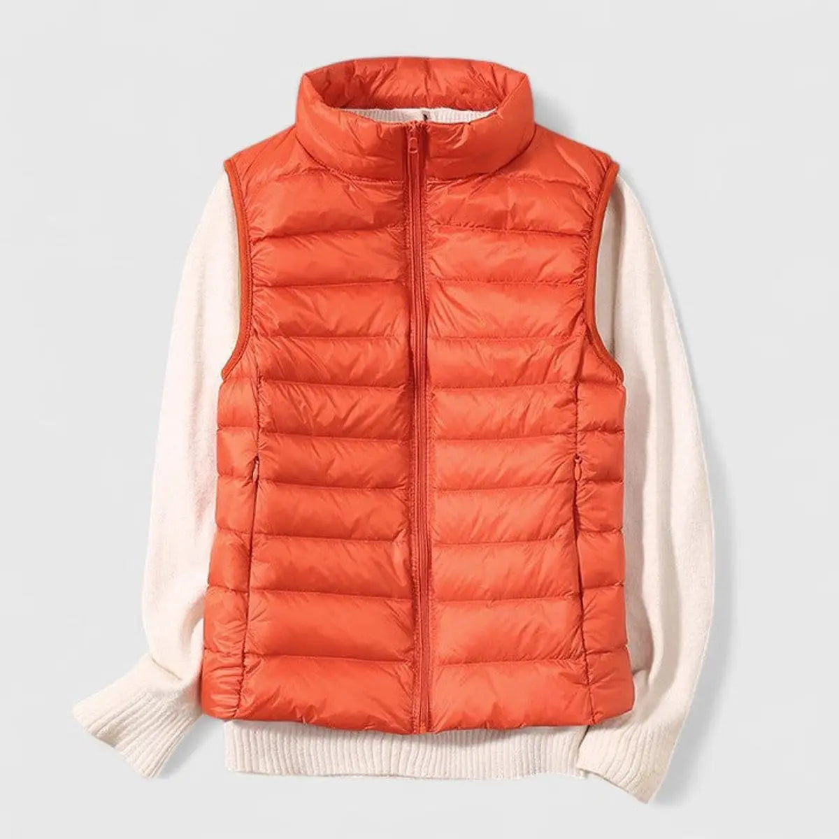 Women's Lightweight Quilted Puffer Vest Sleeveless Gilet - Orange