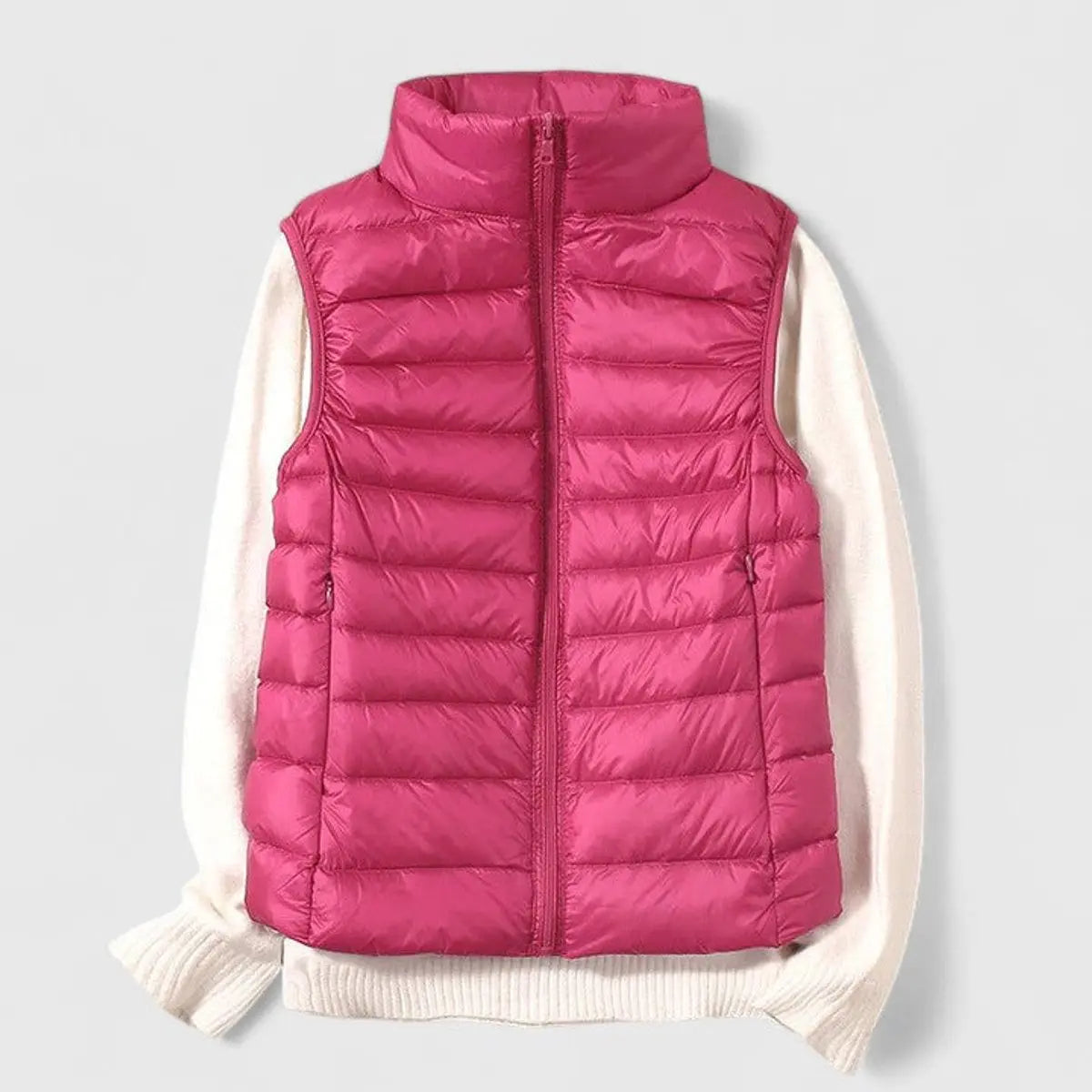 Women's Lightweight Quilted Puffer Vest Sleeveless Gilet - Rose