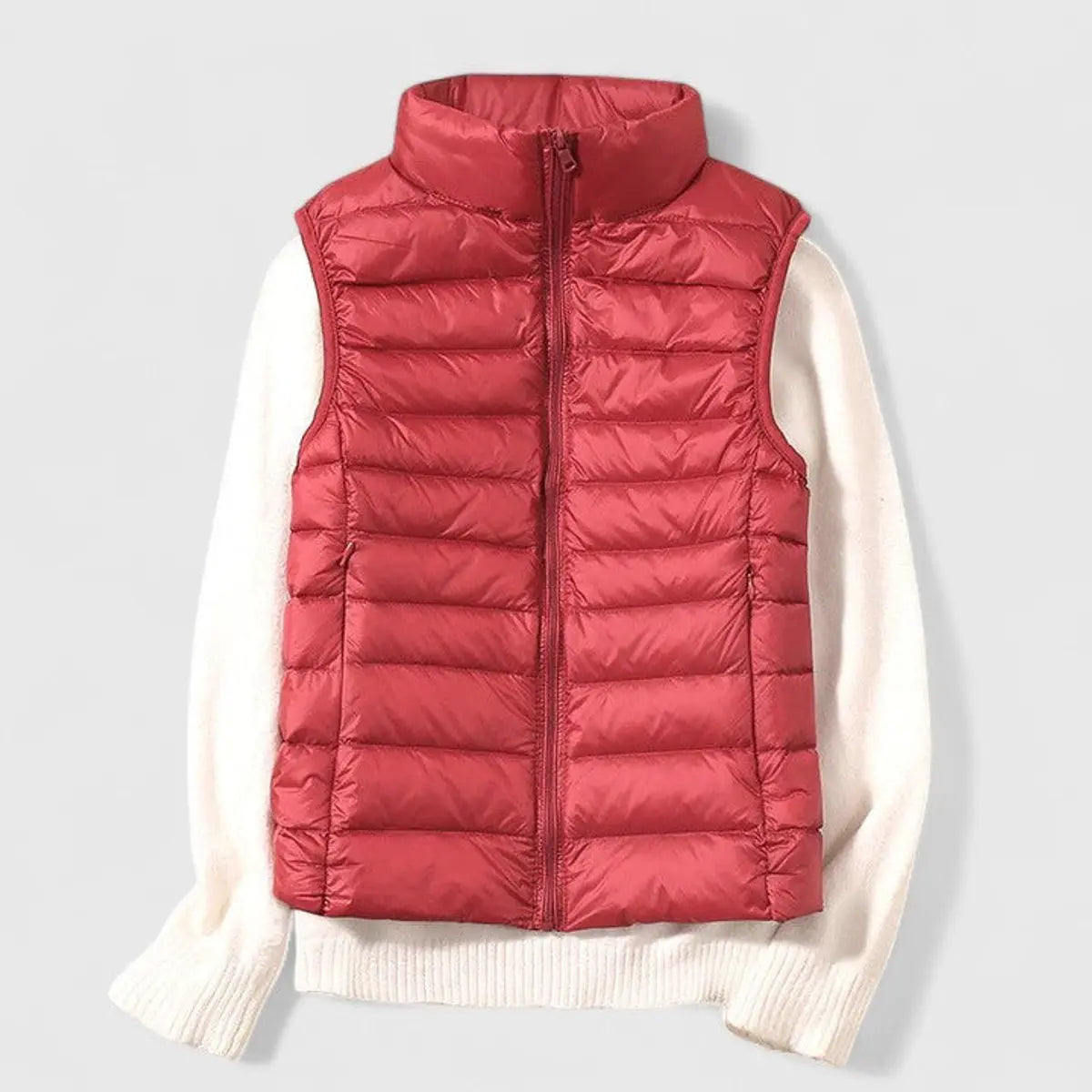 Women's Lightweight Quilted Puffer Vest Sleeveless Gilet - Red
