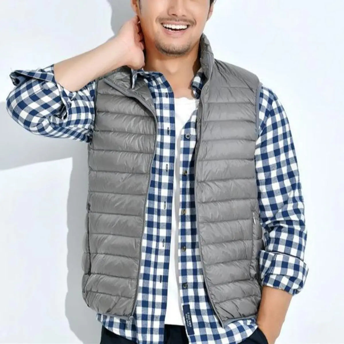 Women's Lightweight Quilted Sleeveless Puffer Vest Zip-Up - Grey