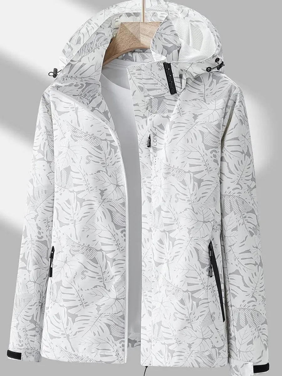Women's Lightweight Waterproof Windproof Hooded Jacket - White