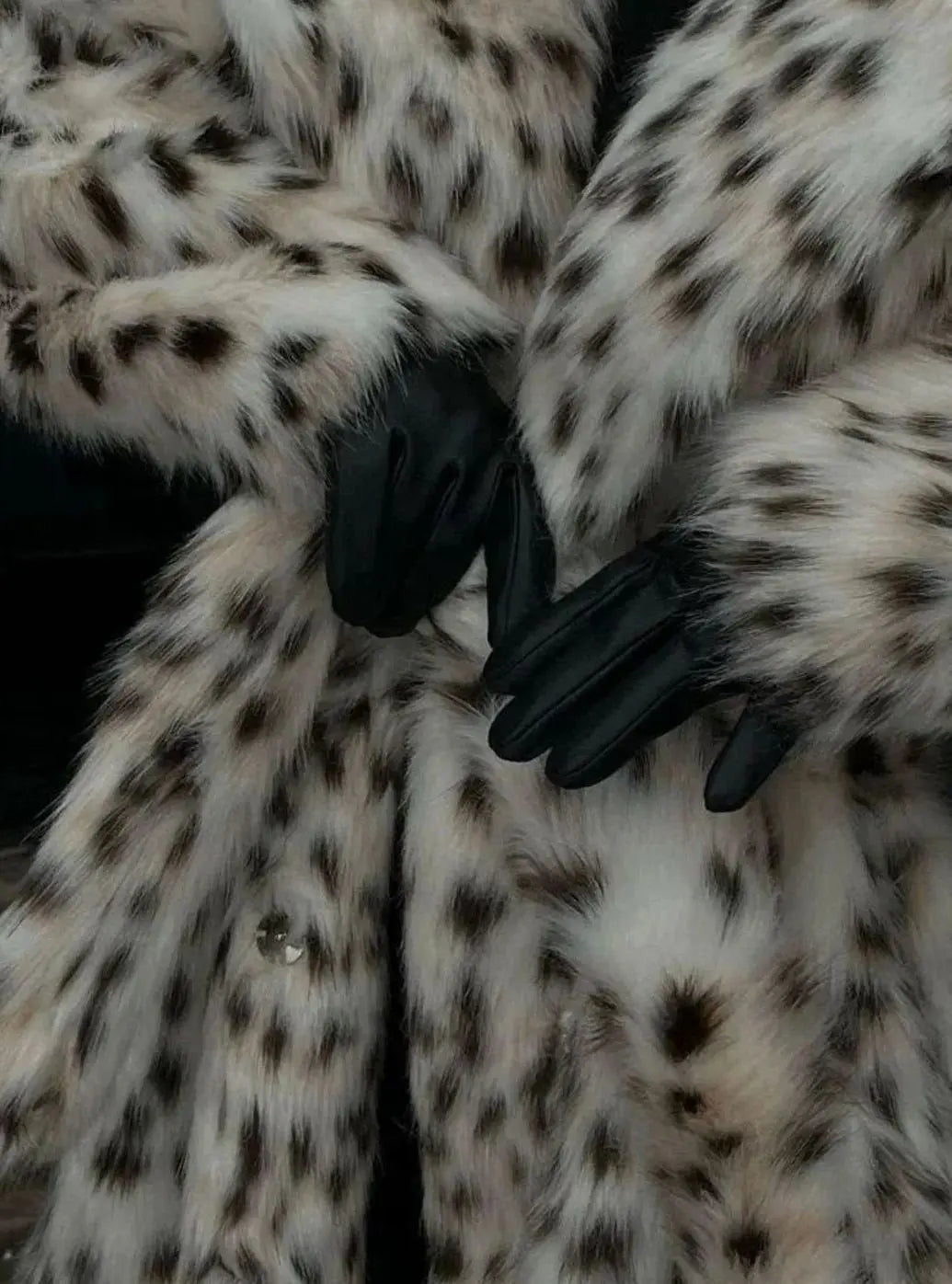 Women's Longline Leopard Print Faux Fur Coat