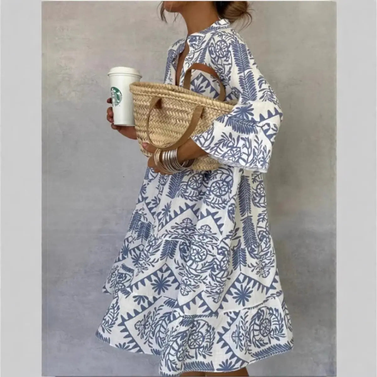 Women's Loose Fit Floral Print Tunic Dress