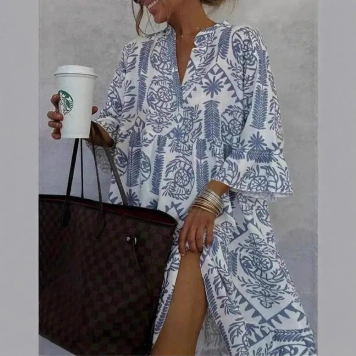 Women's Loose Fit Floral Print Tunic Dress