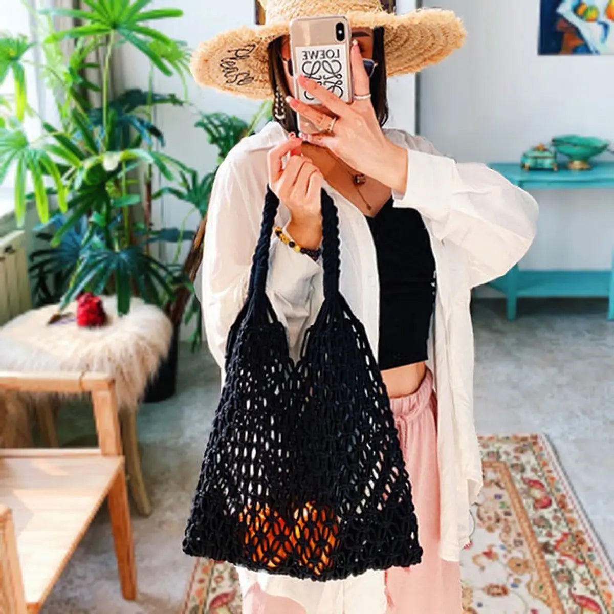 Women's Macrame Cotton Net Shopper Tote Bag