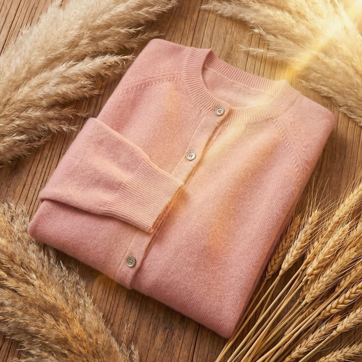 Women's Merino Wool Long-Sleeve Button-Up Cardigan - Pink